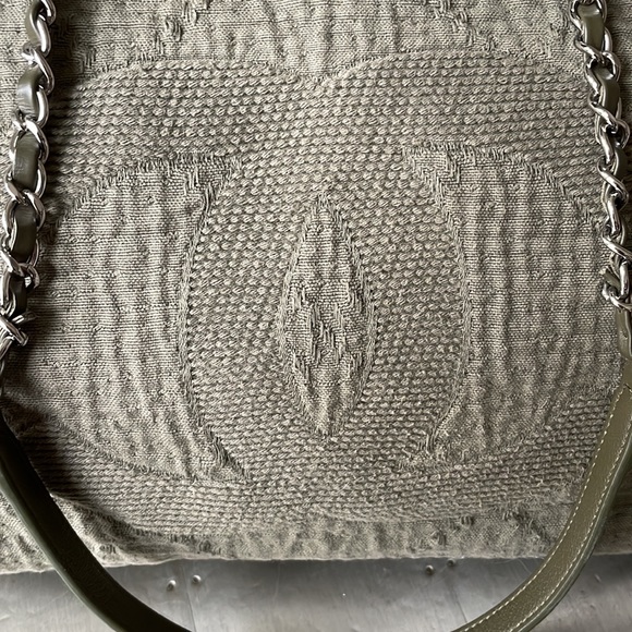 CHANEL Bags Chanel Khaki Green 8p Large Shopping Bag Tote Deauville